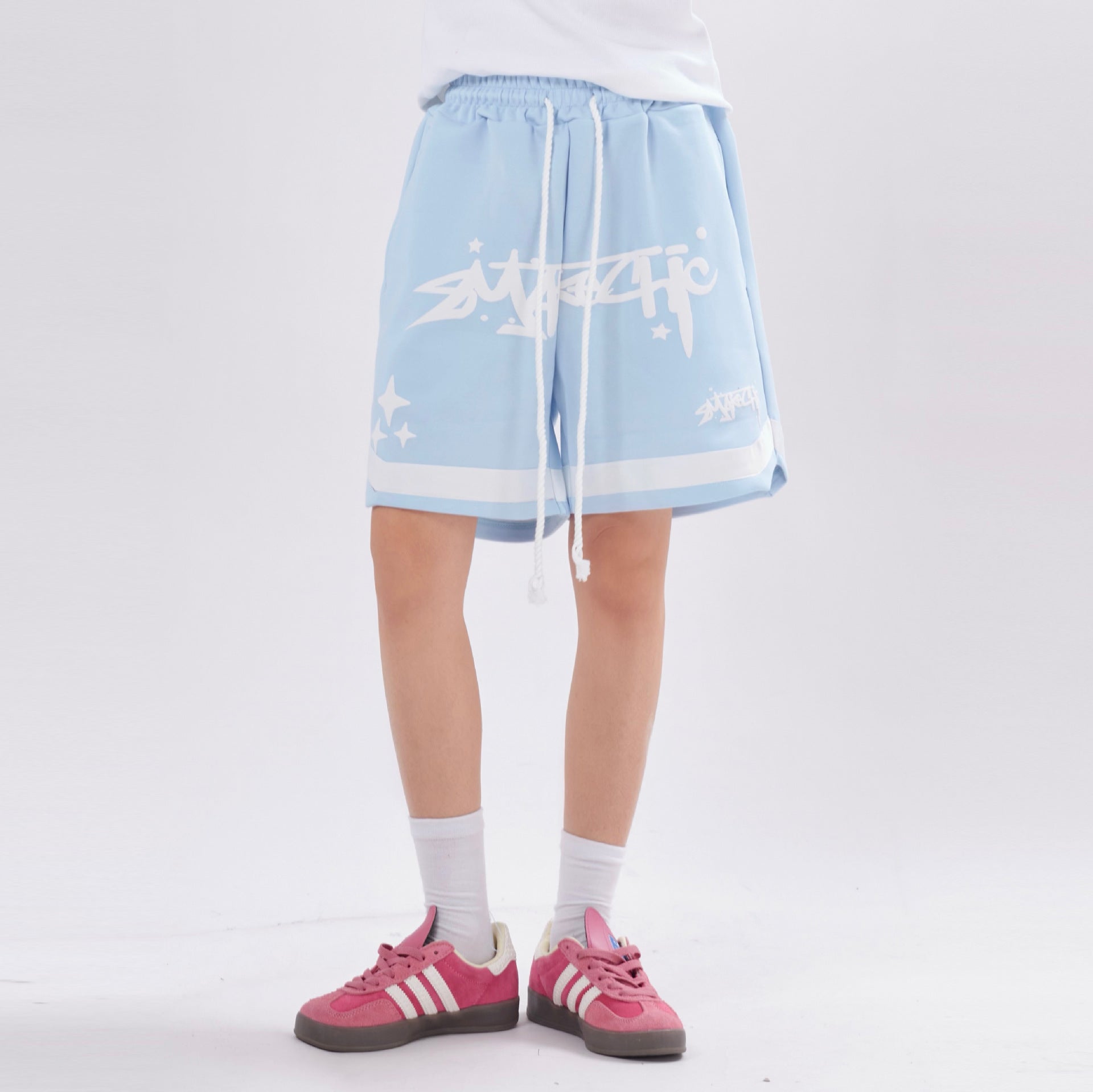 Letter Puff Print Loose Shorts For Men And Women