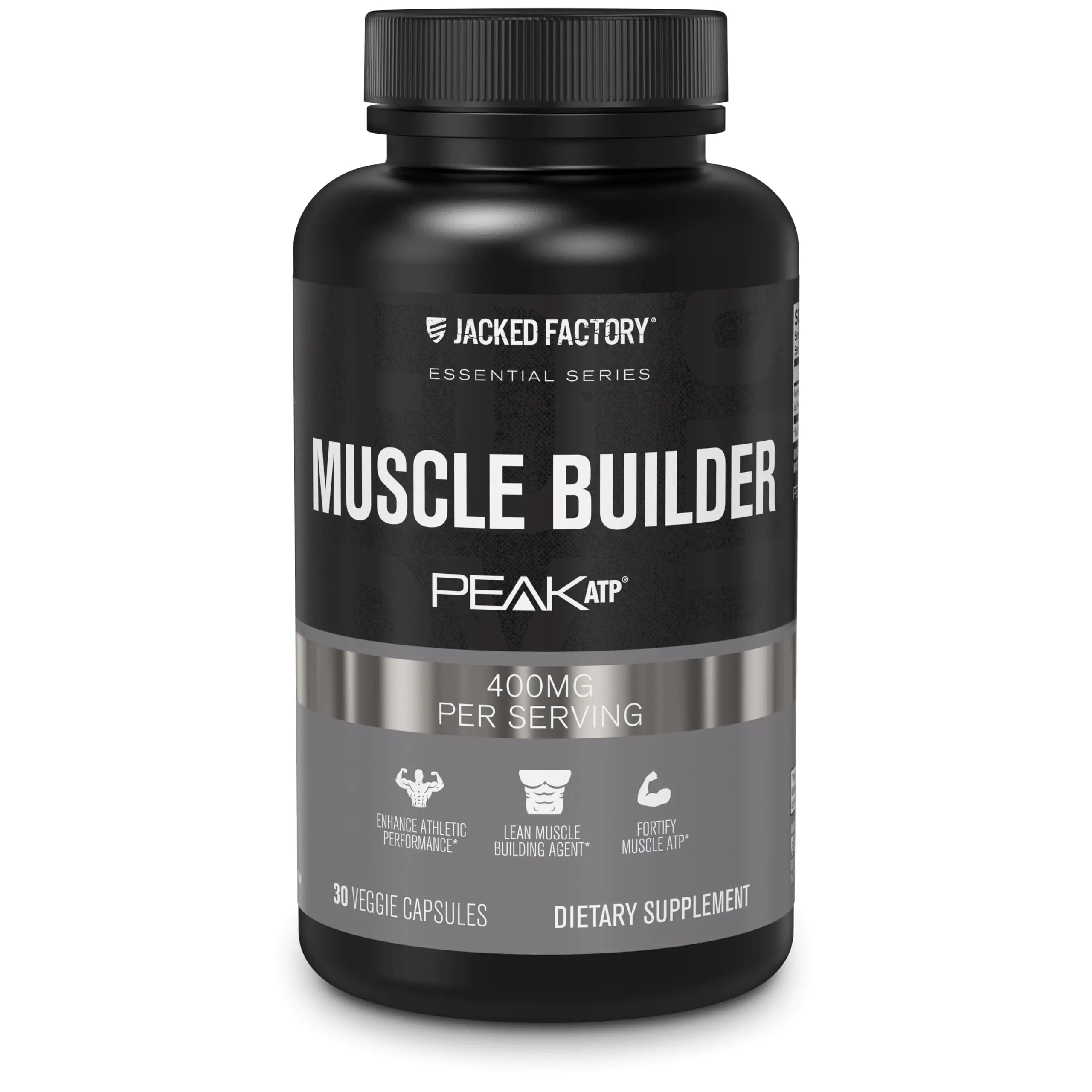 Jacked Factory Essentials Muscle Builder - Daily Muscle Builder for Men with Peak ATP to Support Lean Muscle Gain Enhance Athletic Performance & Fortify ATP Levels for Muscle Growth - 30 Capsules