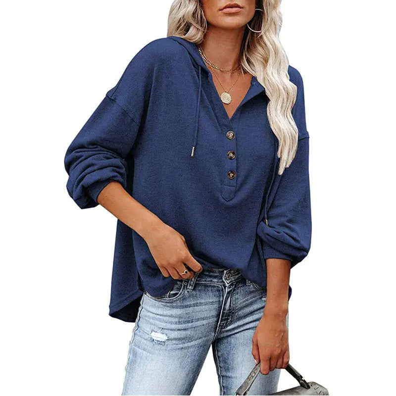 Loose V-neck Long-sleeved Sweater for Women