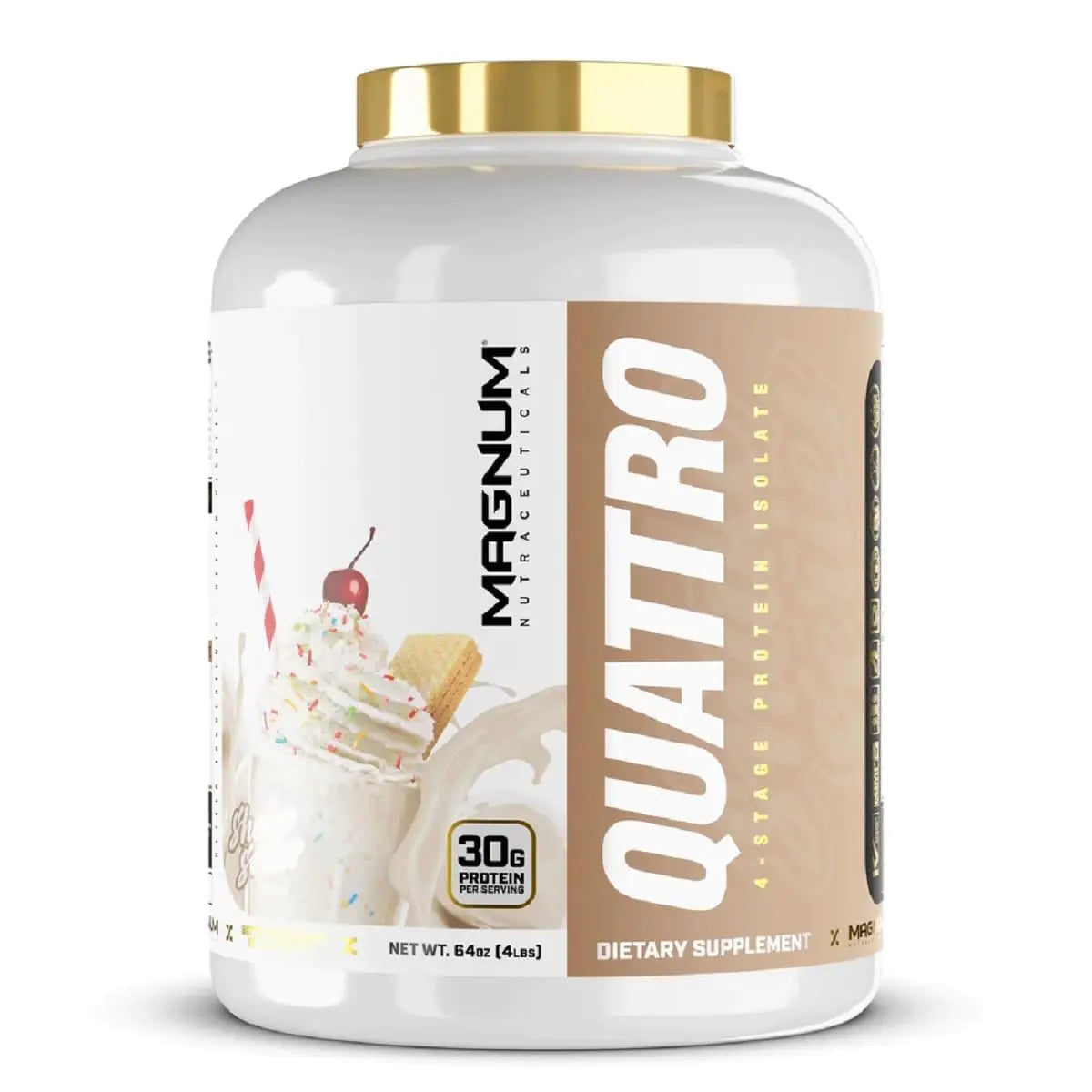 Magnum Nutraceuticals Quattro Shake Series Whey Protein Powder Vanilla 4.5lb – Premium Protein Isolate Blend for Muscle Growth & Recovery