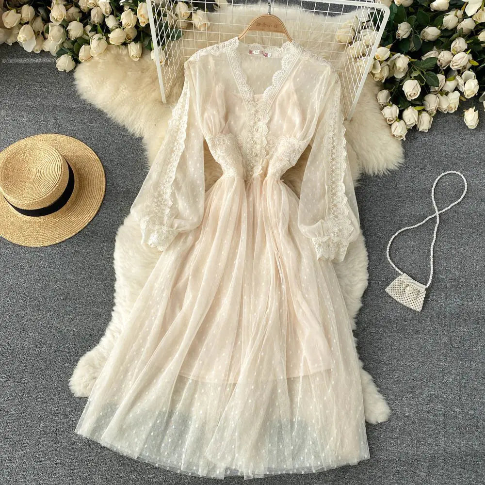 Women's Fashion Mesh Midi Dress