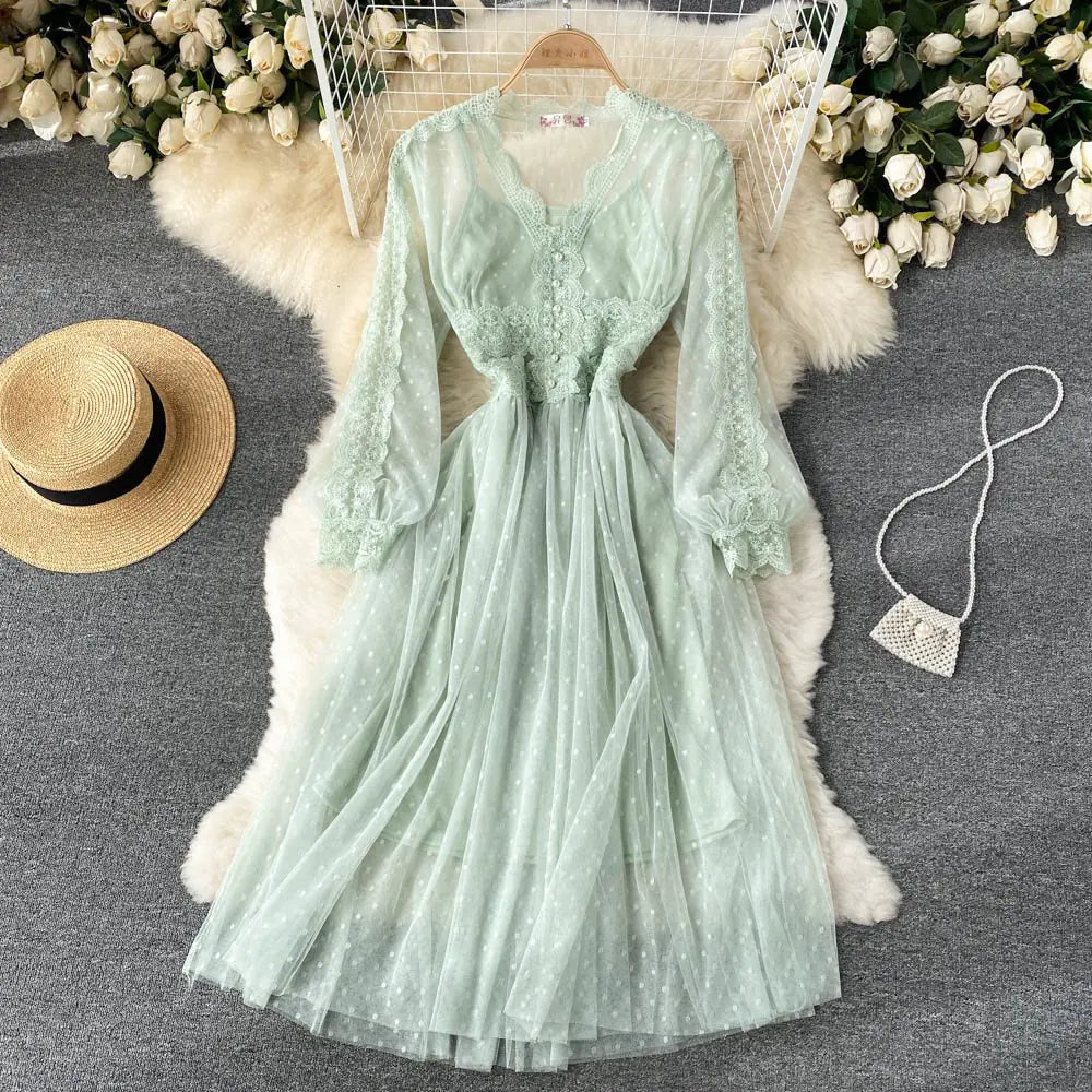 Women's Fashion Mesh Midi Dress