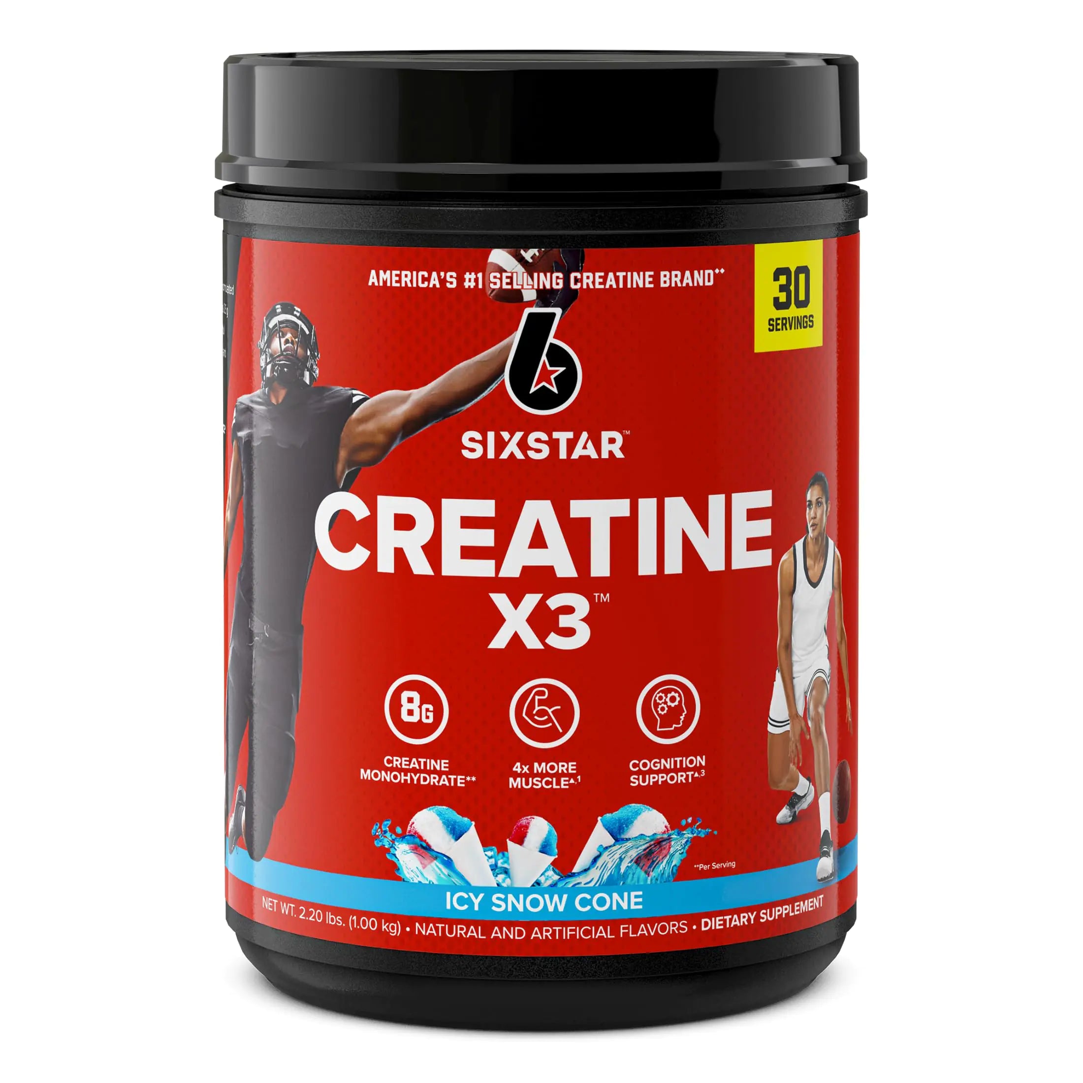 Six Star Creatine Powder Creatine X3 | Creatine HCl + Creatine Monohydrate Powder |Muscle Recovery Workout Supplement | Creatine Supplements | ICY Snow Cone (30 Servings)