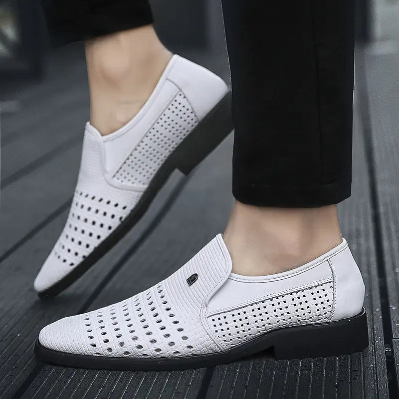 Large Men's Business Dress Hollow Leather Shoes