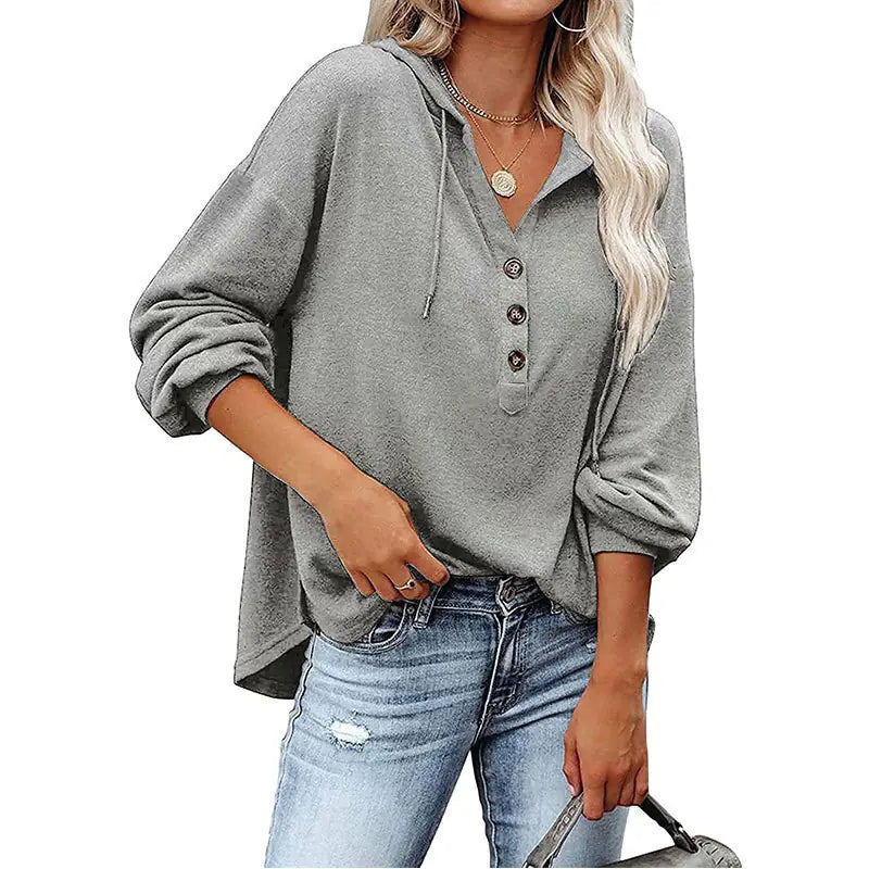 Loose V-neck Long-sleeved Sweater for Women