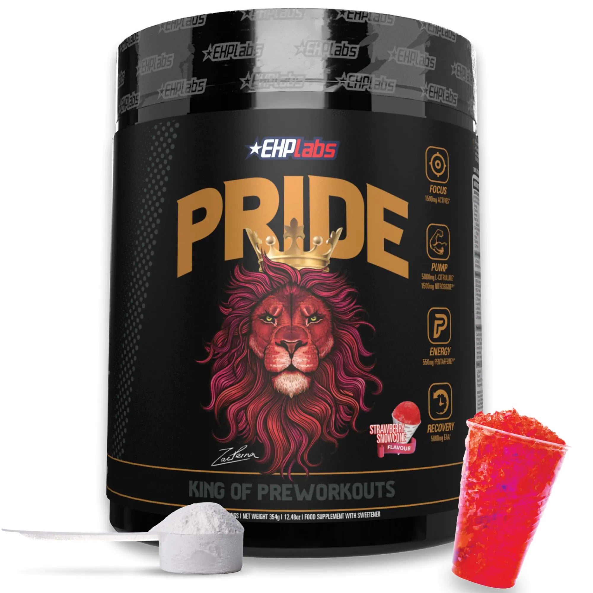EHP Labs Pride Pre Workout Powder Energy Supplement - Sugar Free Preworkout for Men & Women Energy Powder Boost Drink with BCAA - 280mg of Caffeine - Strawberry Snowcone (40 Servings)