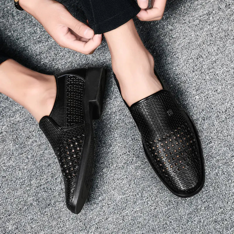 Large Men's Business Dress Hollow Leather Shoes